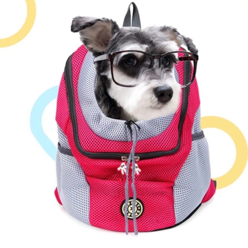 Stylish Red and Gray Dog Backpack Carrier